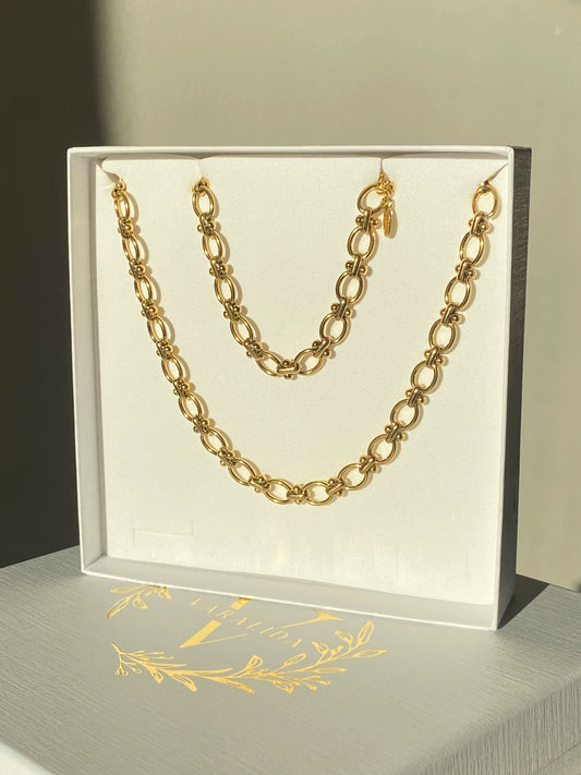 VARALIDA vergoldetes Schmuckset: filigrane goldene Kette mit Kreisen – eleganter Damenschmuck online kaufen