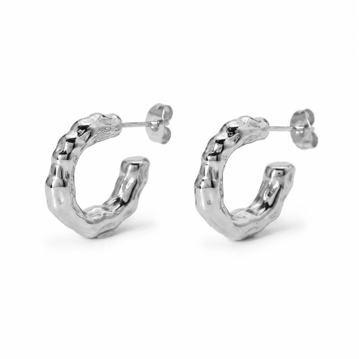 Twist Loop Silver Earrings